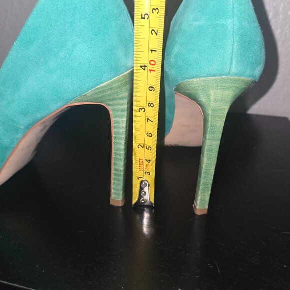Nine West Teal Suede Leather High Heels Size 6M Pointed Toe Classic Dress Pumps - Picture 7 of 8